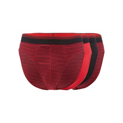 Pack of four red plain and striped slip briefs